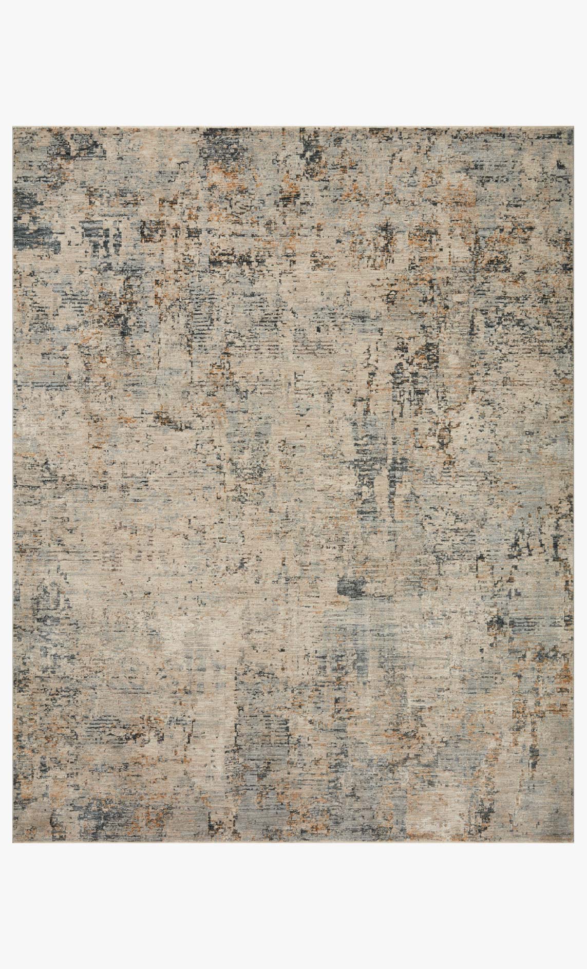 Beige and sky abstract power-loomed area rug with distressed pattern