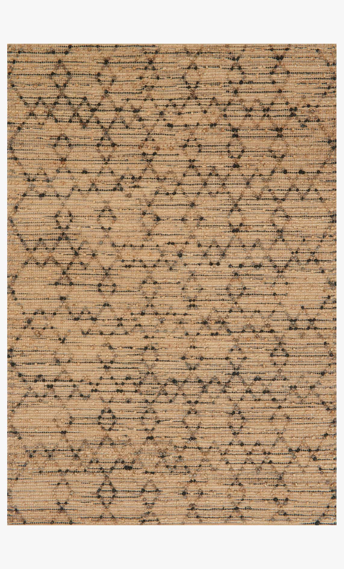 Charcoal and beige hand-woven rug with repeating geometric line pattern