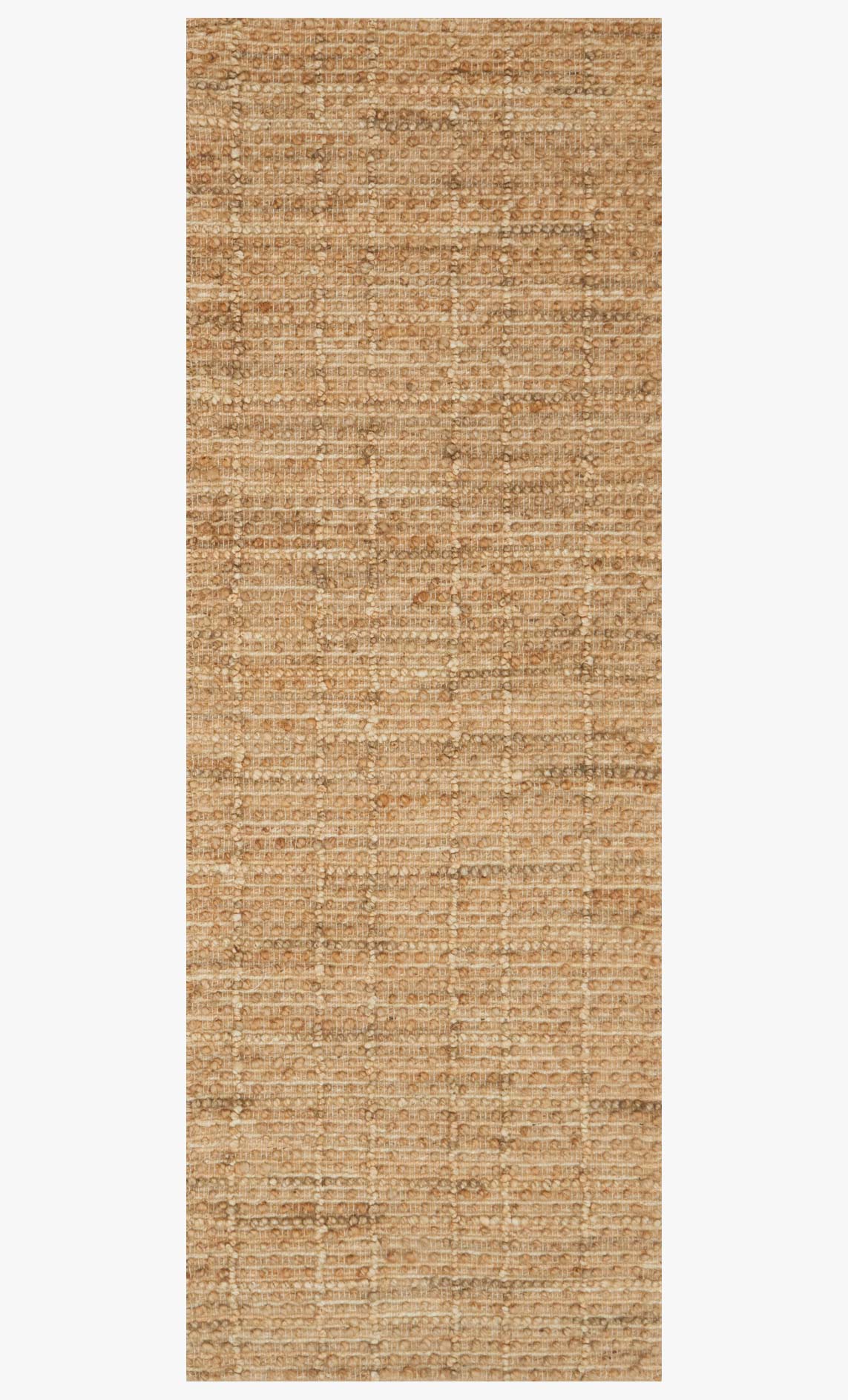 Natural hand-woven rectangular rug with fine flat weave and light tonal pattern.