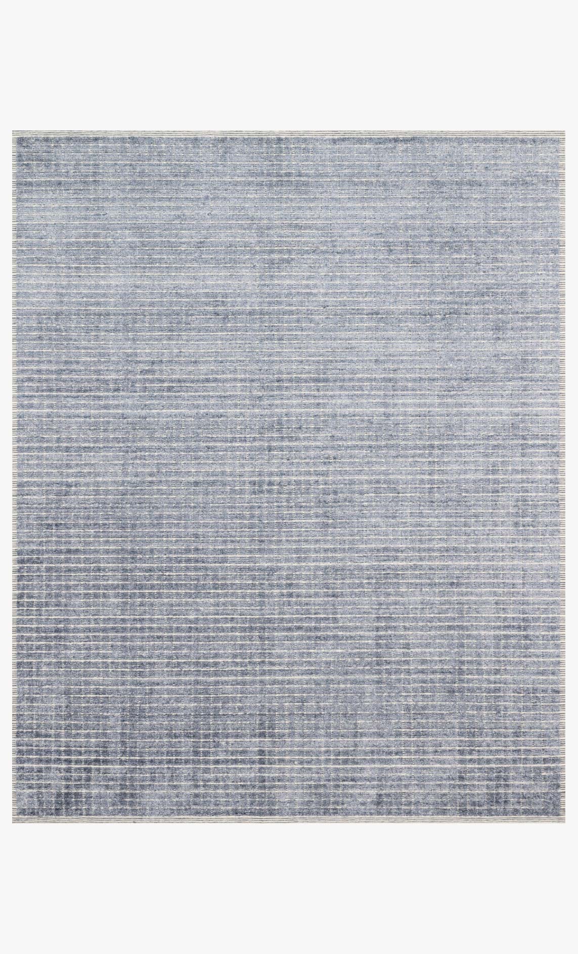 Denim blue hand-loomed rug with subtle striped weave and flat border