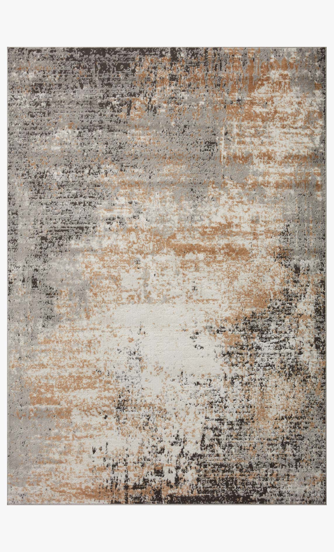 Stone and gold abstract power-loomed rug with speckled distressed texture