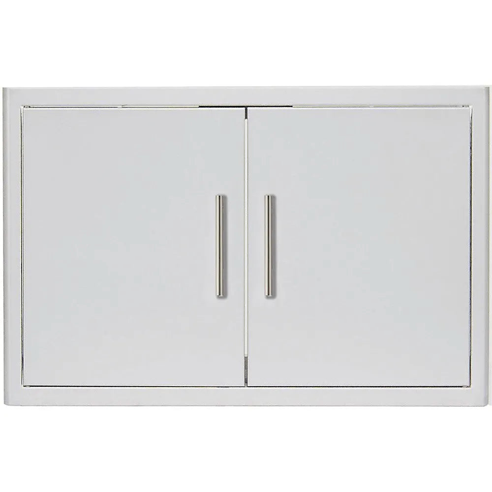 Stainless steel double access door with two vertical pull handles