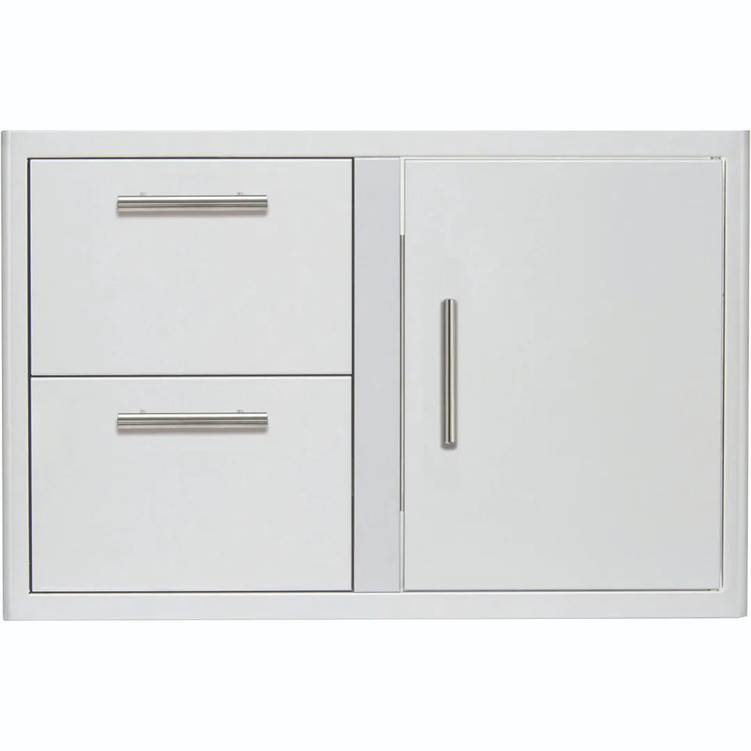 Stainless steel access door with two drawers and vertical pull handle