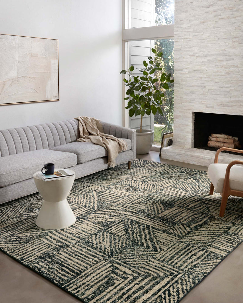 Loloi II Bowery Collection - Contemporary Power Loomed Rug in Midnight & Taupe (BOW-01)