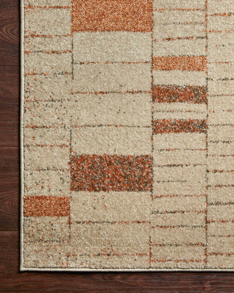 Loloi II Bowery Collection - Contemporary Power Loomed Rug in Tangerine & Taupe (BOW-02)