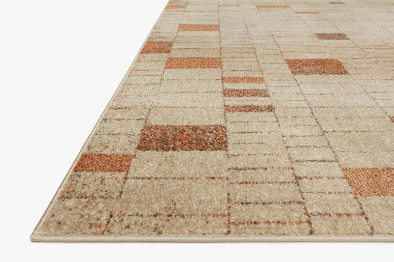 Loloi II Bowery Collection - Contemporary Power Loomed Rug in Tangerine & Taupe (BOW-02)