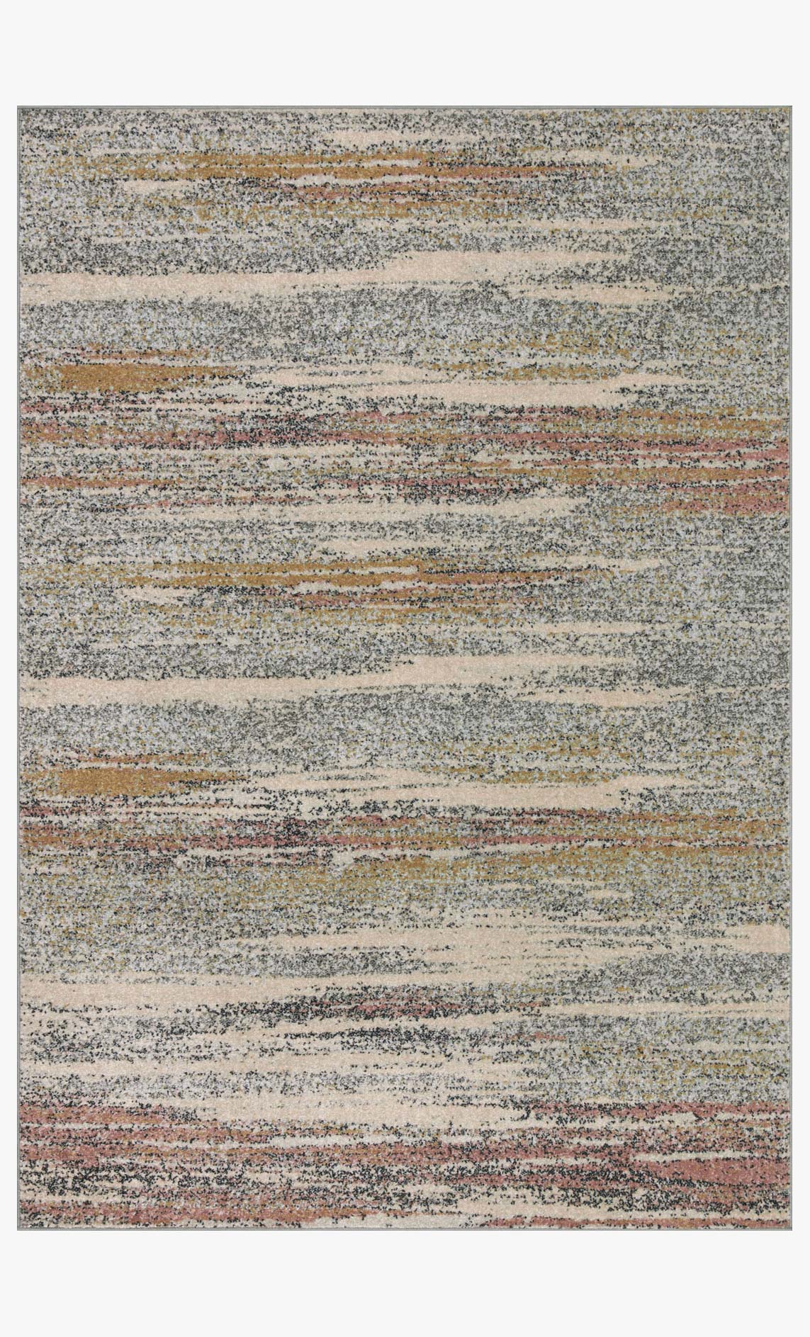 Contemporary power-loomed rug in pebble tones with multicolor linear pattern