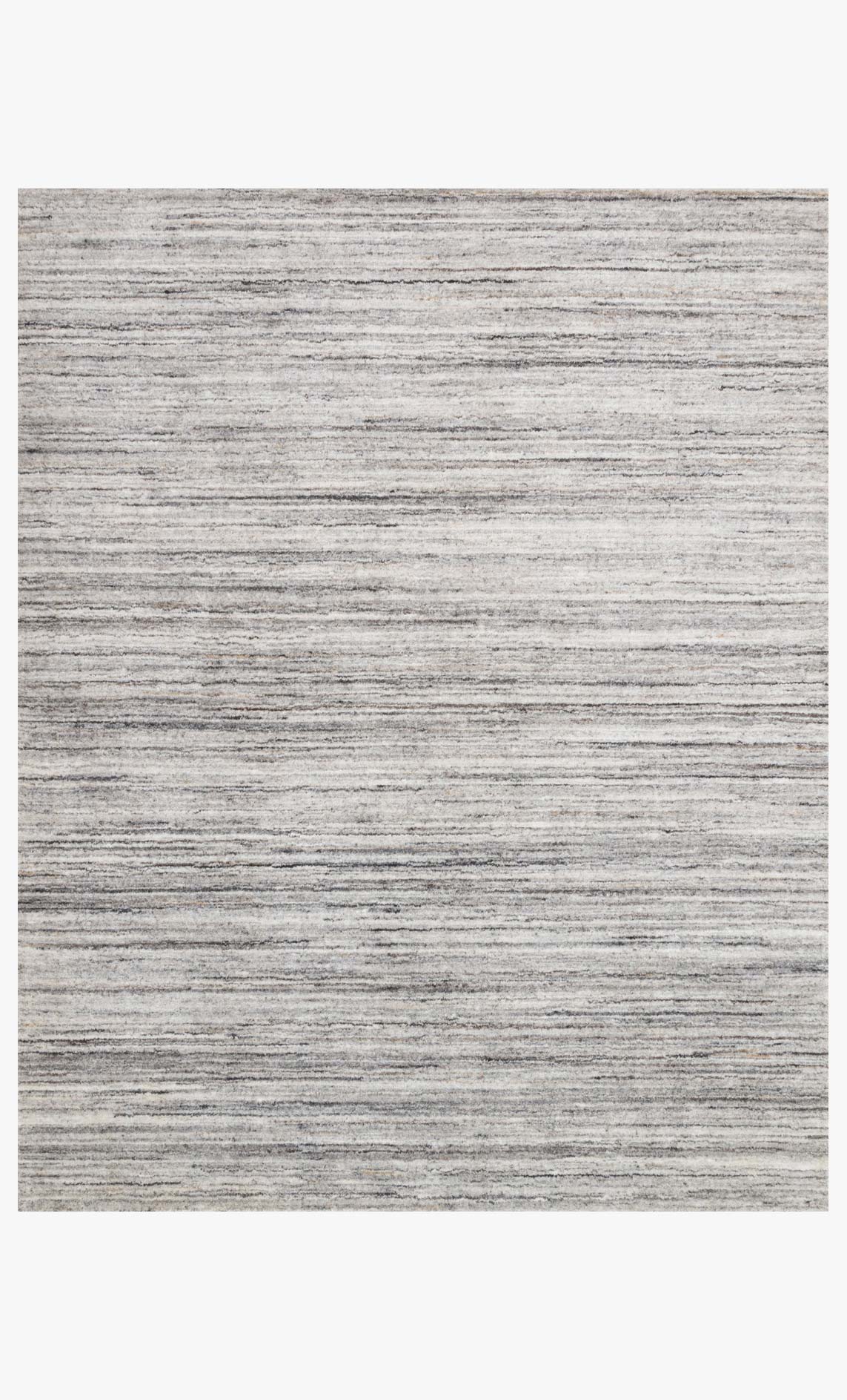 Hand-loomed rug with horizontal silver-gray and stone stripes
