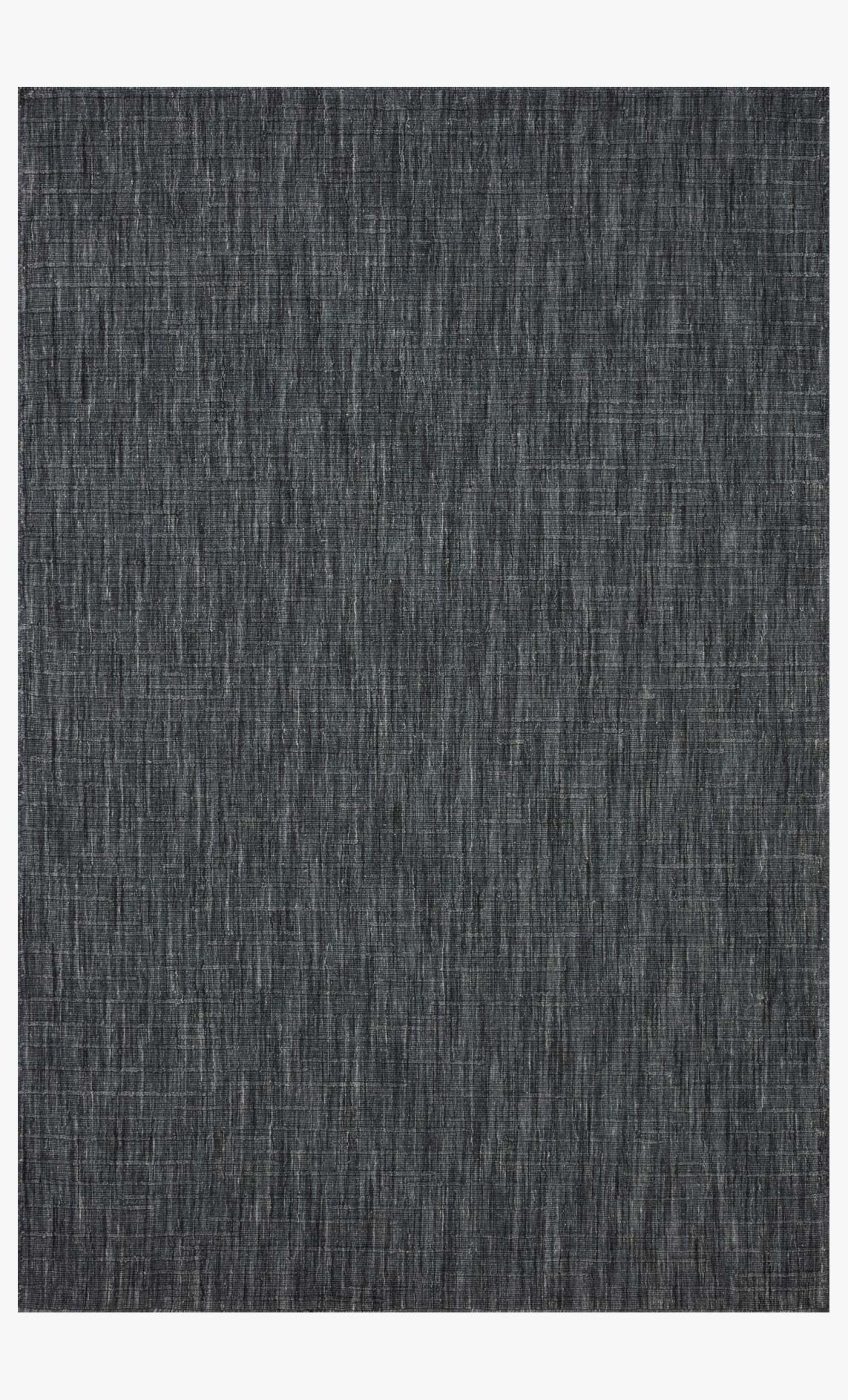Dark ink blue hand-woven rug with subtle woven grid texture and solid center