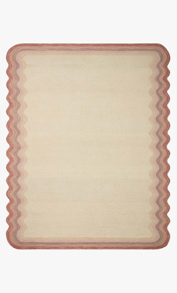 Justina Blakeney x Loloi Buena Onda Collection - Contemporary Hooked Rug in Ivory & Rose (BUE-01)