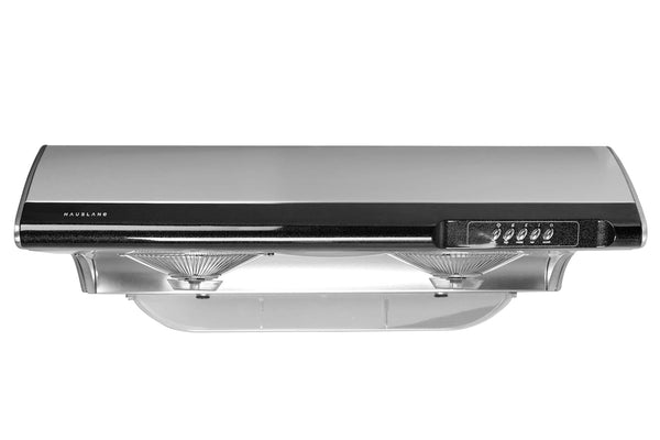 Hauslane 30-Inch Under Cabinet Push Button Range Hood with Grease Catchers and Black Trim in Stainless Steel (UC-C190SS-30)