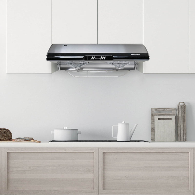 Hauslane 36-Inch Under Cabinet Self-Clean Range Hood with Grease Catchers and Black Trim in Stainless Steel (UC-C395SS-36)