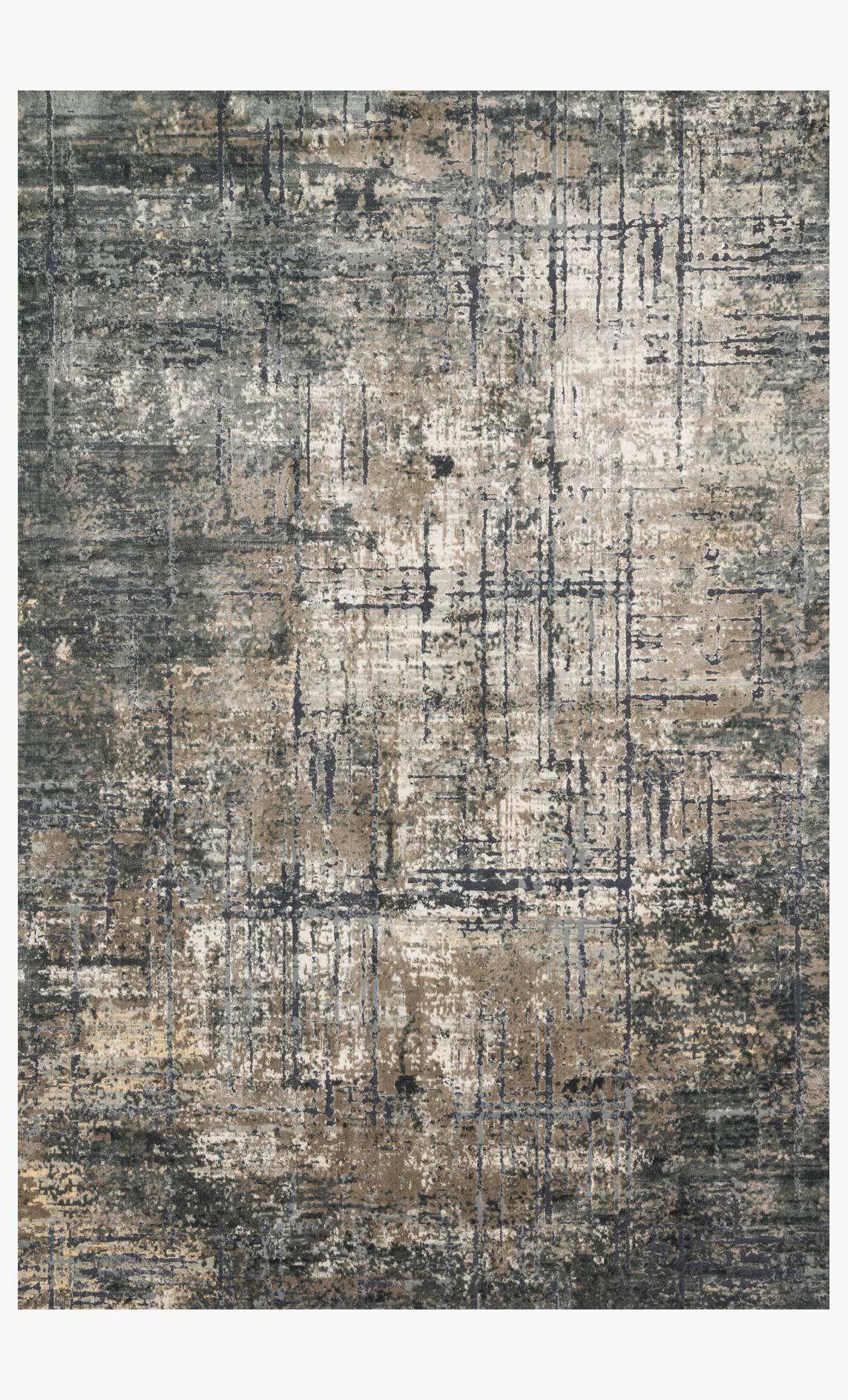 Contemporary power-loomed rug with marine and grey abstract distressed pattern