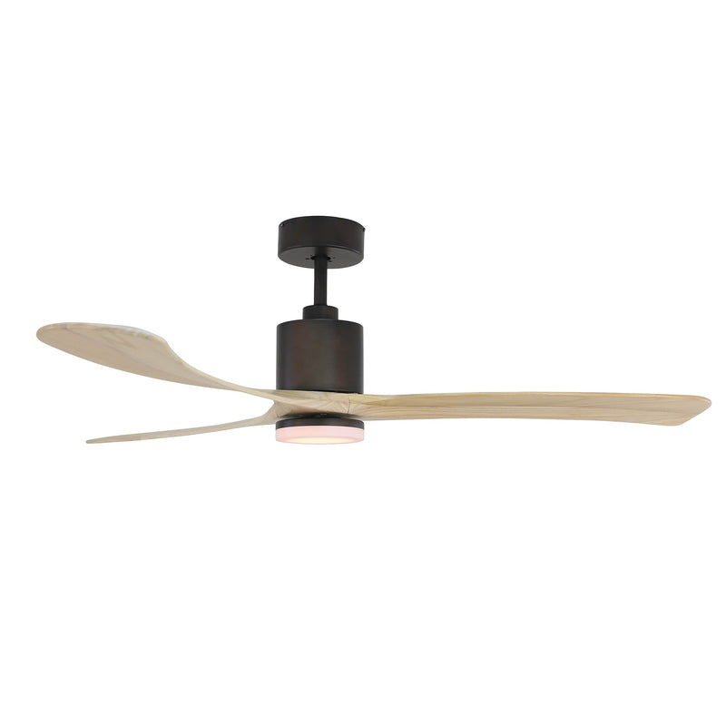 Forno Voce Curva 66” Voice Activated Smart Ceiling Fan in Oil Rubbed Bronze Body & Light Ash Wood Blade (CF01666-ORR)