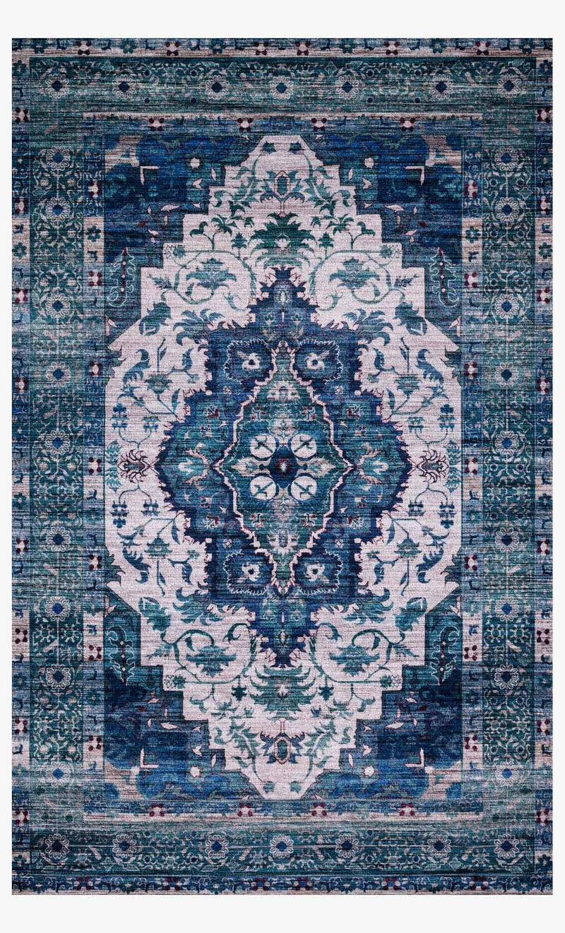 Justina Blakeney x Loloi Cielo Collection - Transitional Power Loomed Rug in Ivory & Turquoise (CIE-01)