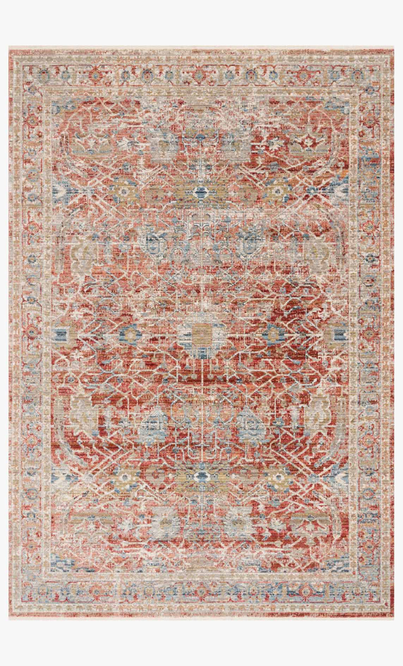 Loloi Claire Collection - Traditional Power Loomed Rug in Red & Ivory (CLE-01)