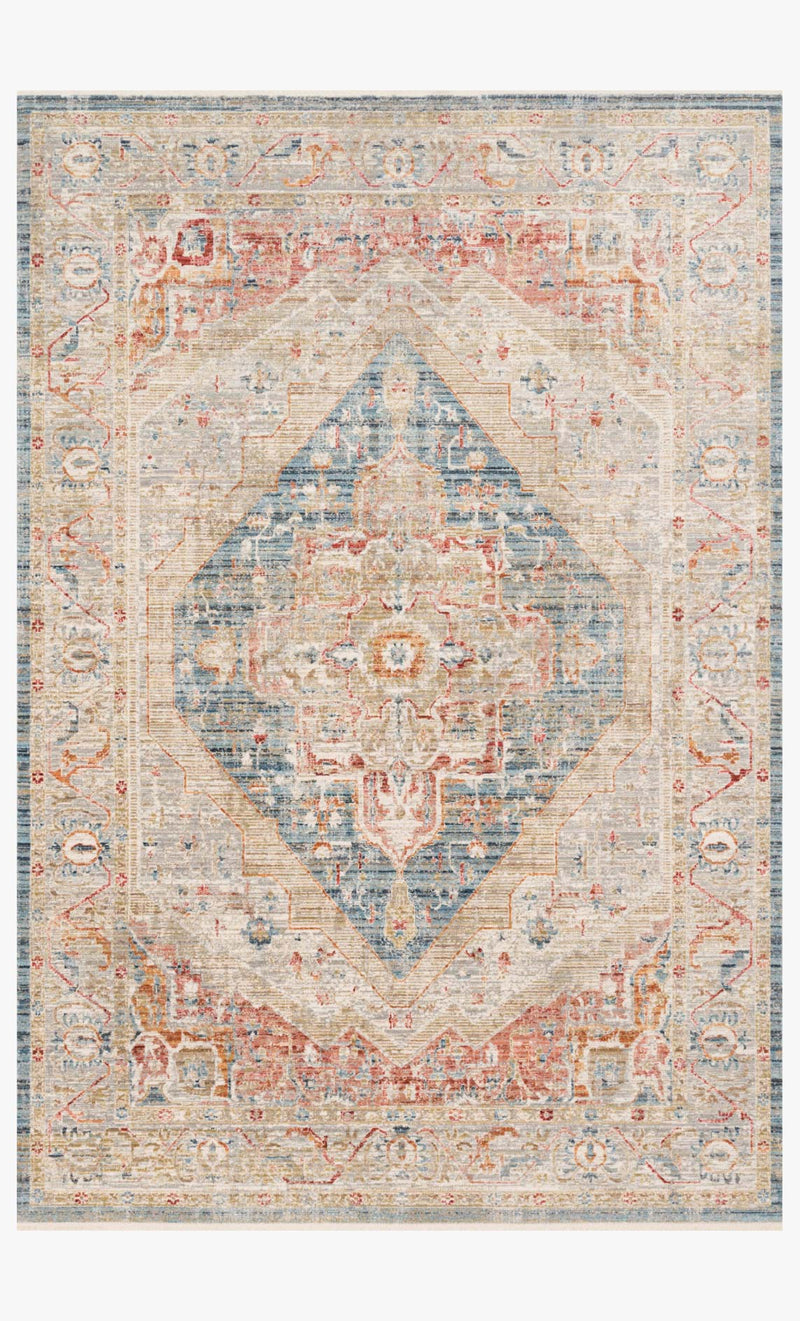Loloi Claire Collection - Traditional Power Loomed Rug in Blue & Multi (CLE-04)