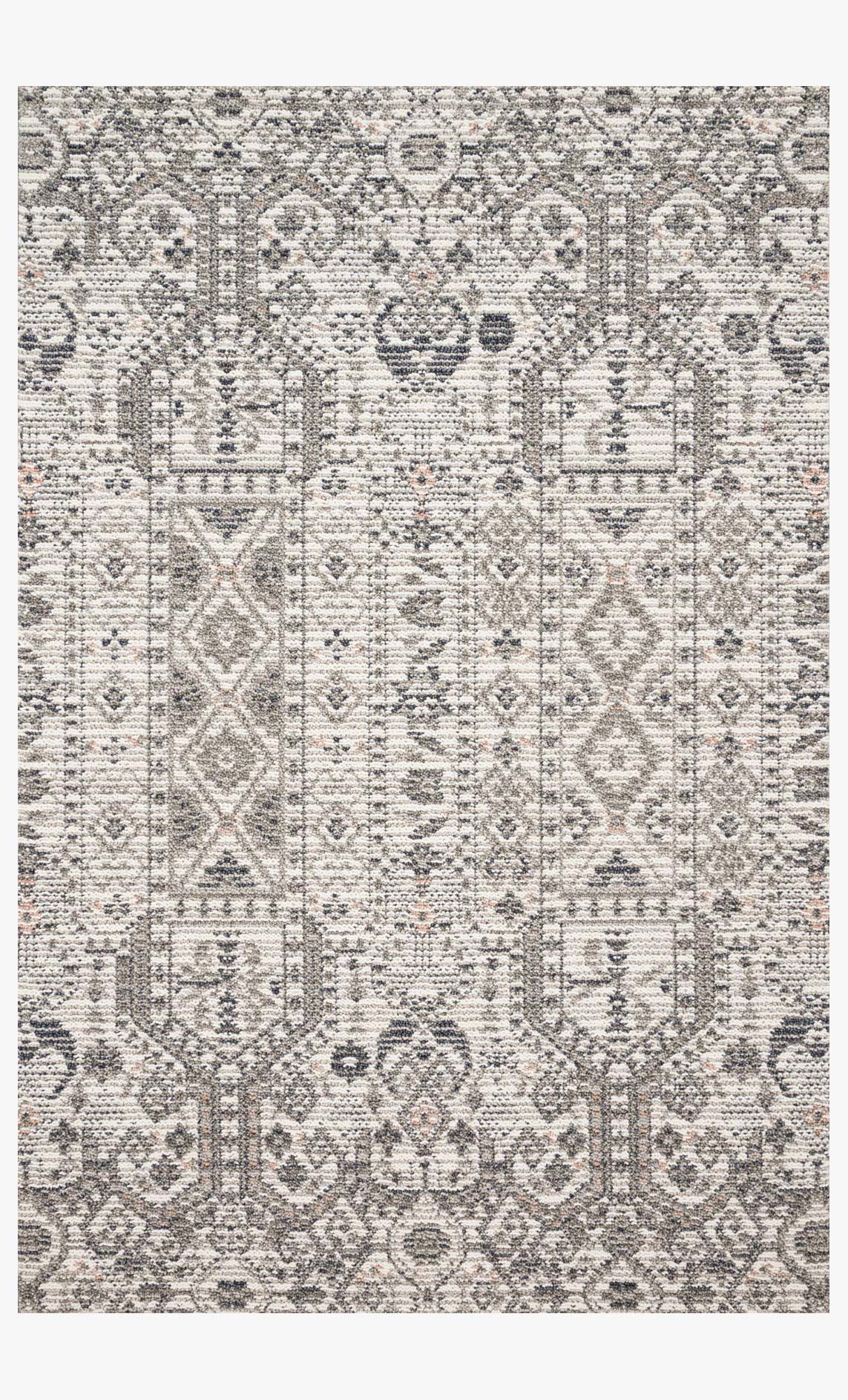 Ivory indoor/outdoor rug with geometric medallion pattern in gray and beige