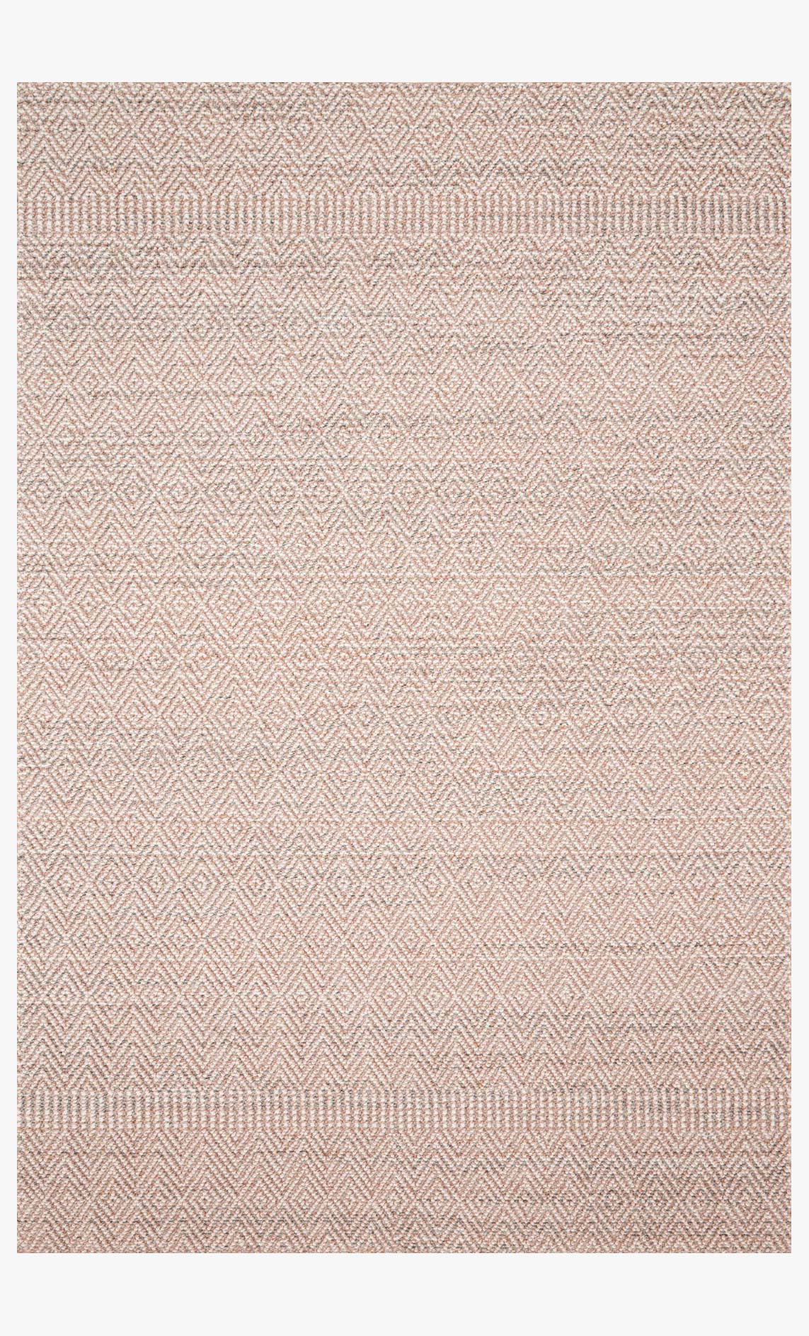 Indoor/outdoor power loomed rug in blush and ivory, geometric texture, rectangle