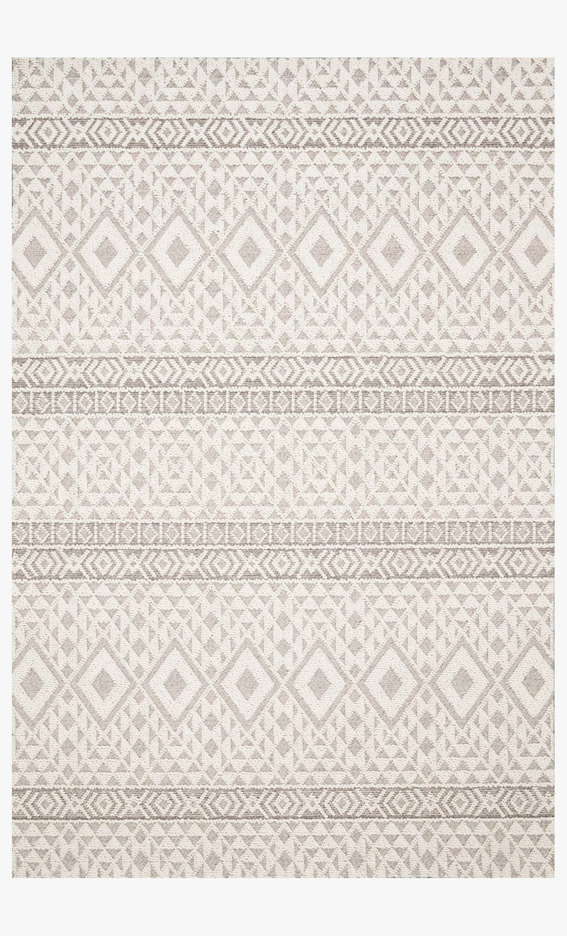 Loloi Cole Collection - Indoor/Outdoor Power Loomed Rug in Silver & Ivory (COL-04)