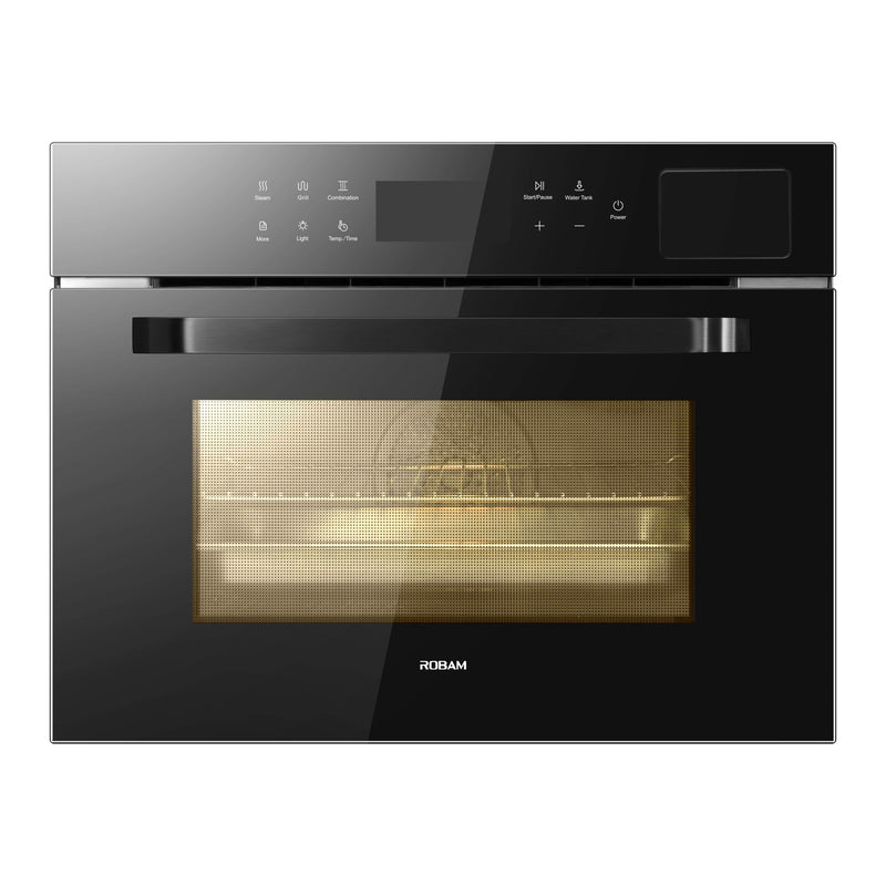 ROBAM 24-Inch Built-In Convection Wall Oven with Air Fry & Steam Cooking in Onyx Black Tempered Glass (ROBAM-CQ760)