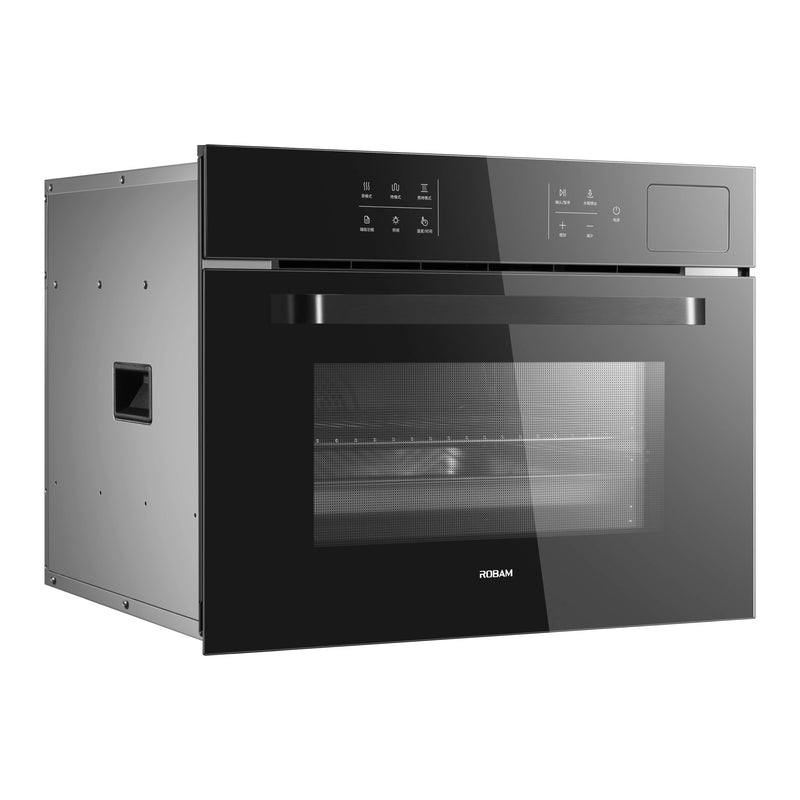 ROBAM 24-Inch Built-In Convection Wall Oven with Air Fry & Steam Cooking in Onyx Black Tempered Glass (ROBAM-CQ760)