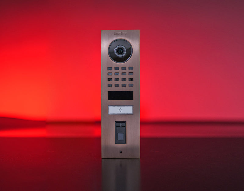 DoorBird D1101FV-S Fingerprint 50 Surface-Mount IP Video Door Station, 1 Call Button in Bronze