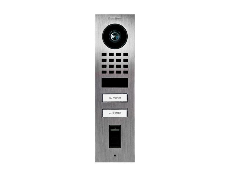 DoorBird D1102FV Fingerprint 50 Surface-Mount IP Video Door Station, 2 Call Button in  Stainless Steel V4A