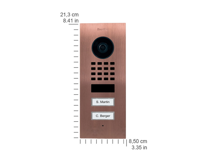 DoorBird D1102V-F Flush-Mount IP Video Door Station, 2 Call Button in Bronze