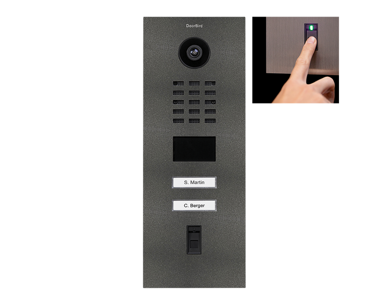 DoorBird D2102FV Fingerprint 50 IP Video Door Station,  2 Call Button in DB 703 Stainless Steel