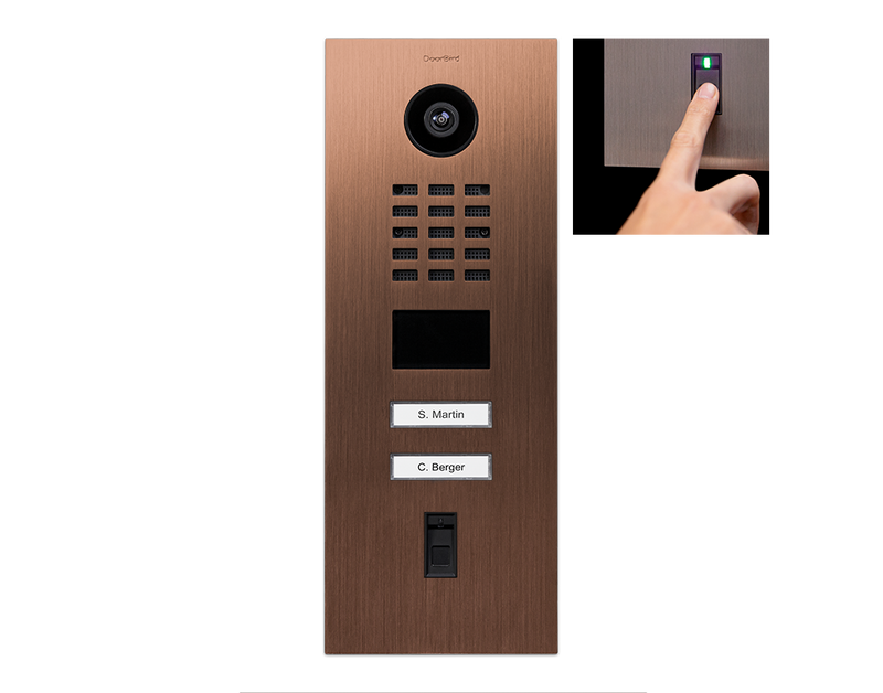 DoorBird D2102FV Fingerprint 50 IP Video Door Station, 2 Call Button in Bronze