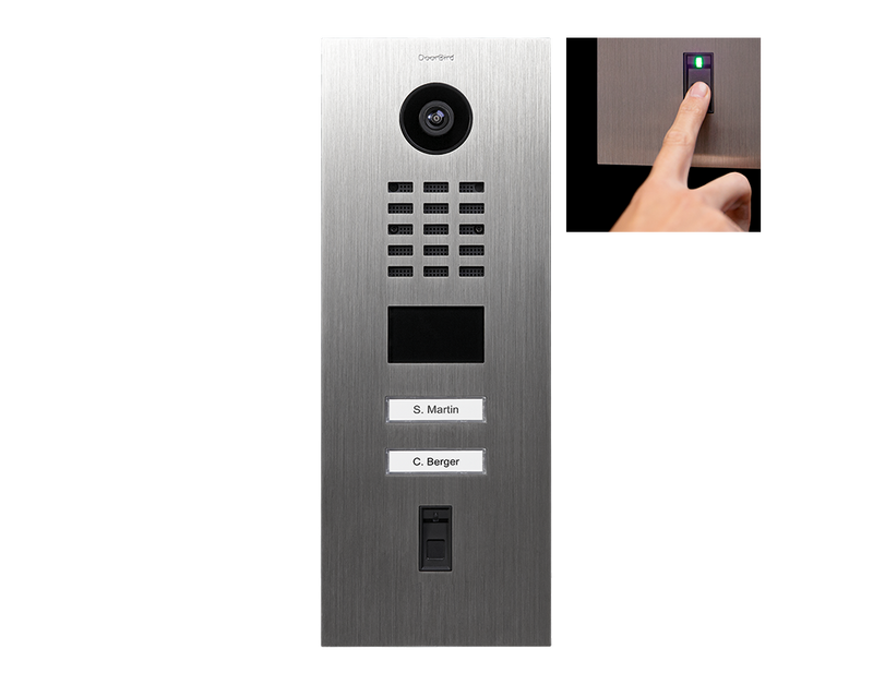 DoorBird D2102FV-FP50 Fingerprint 50 IP Video Door Station, 2 Call Button in  Stainless Steel V2A