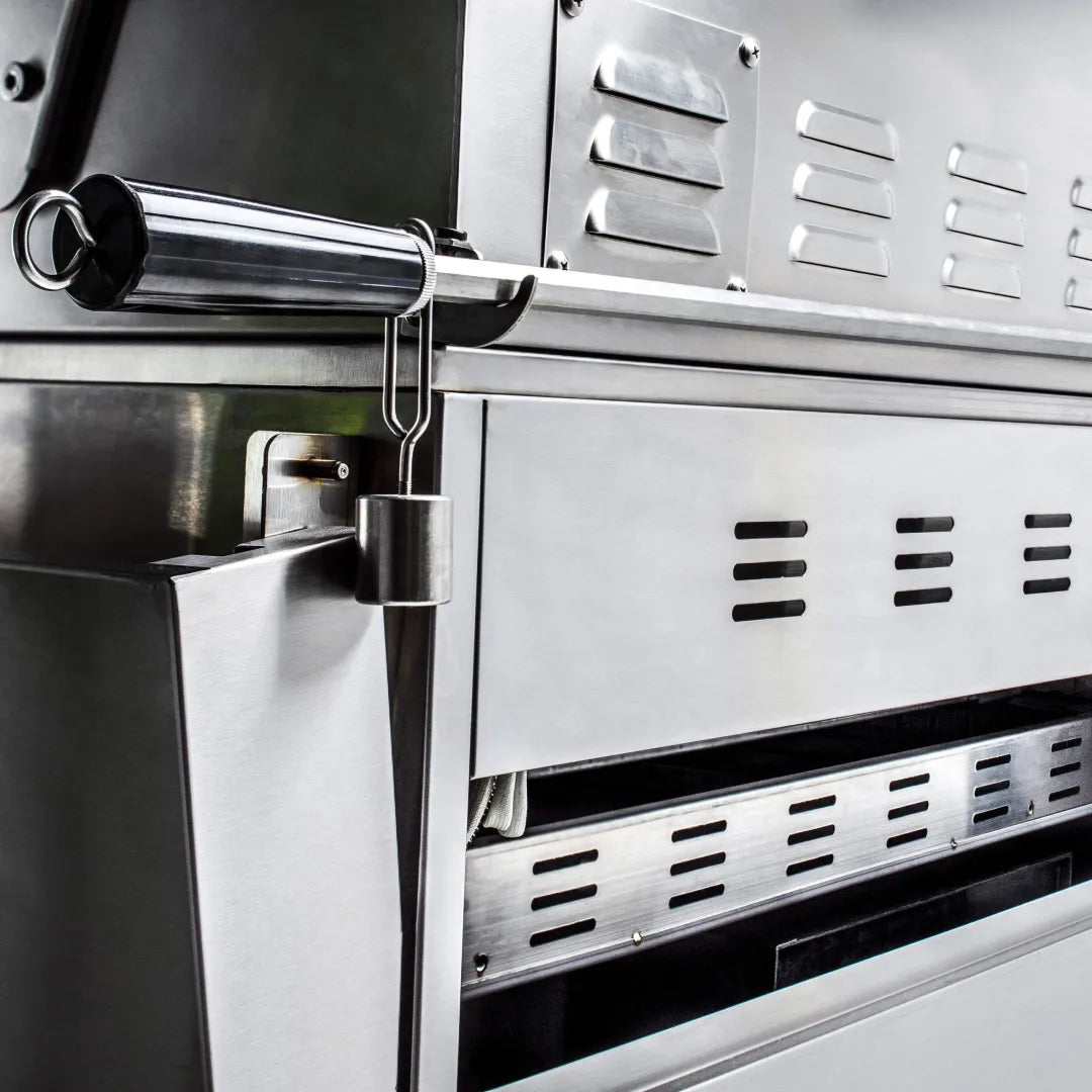 Stainless steel grill side burner with control knobs and vented panel
