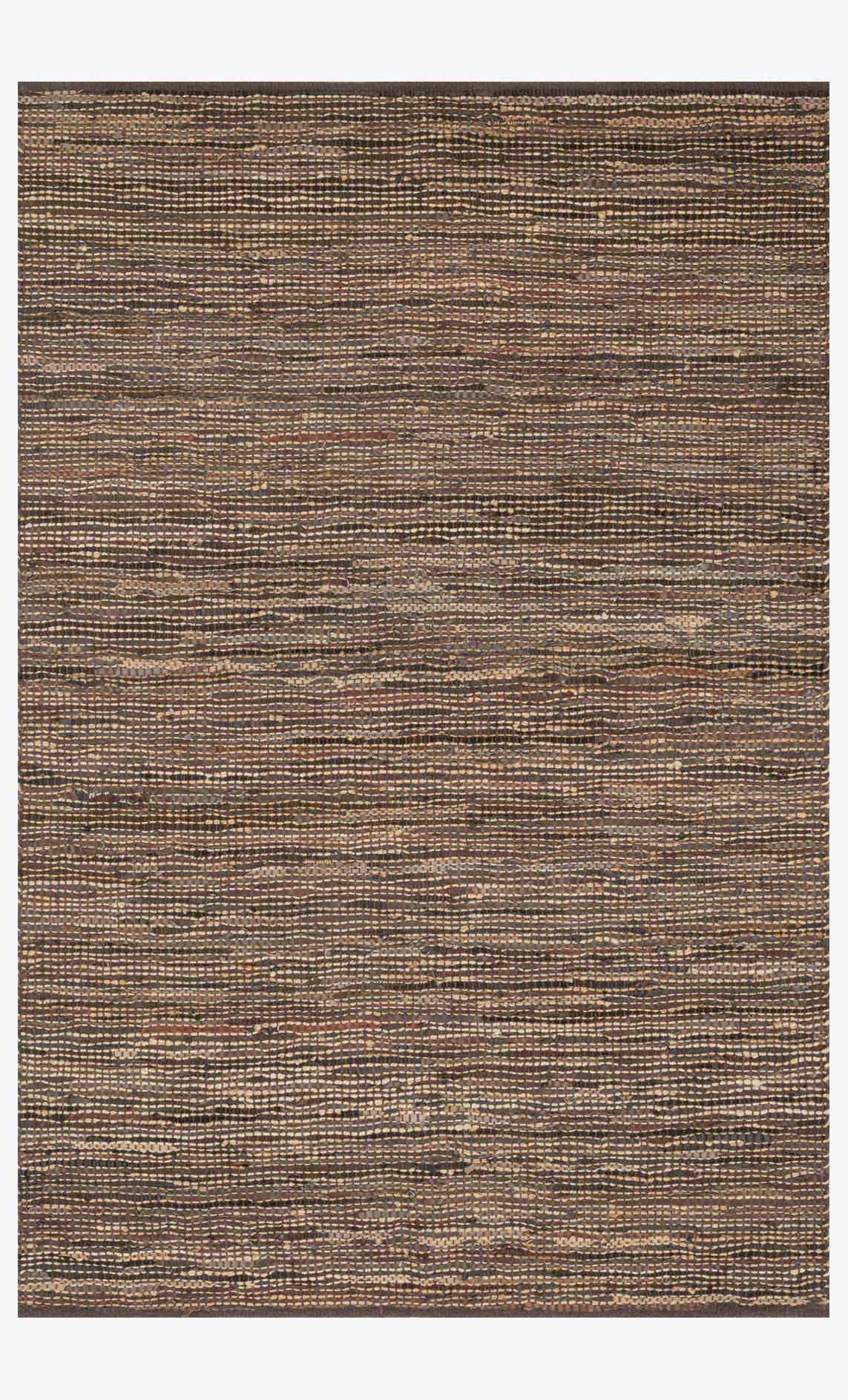 Brown hand-woven transitional rug with tight flatweave pattern and simple border
