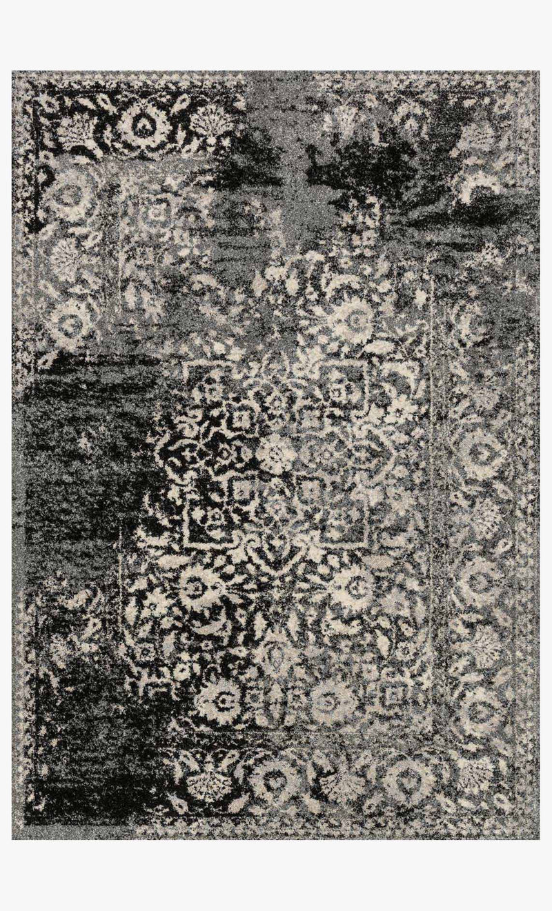 Loloi Emory Collection - Transitional Power Loomed Rug in Black & Ivory (EB-01)