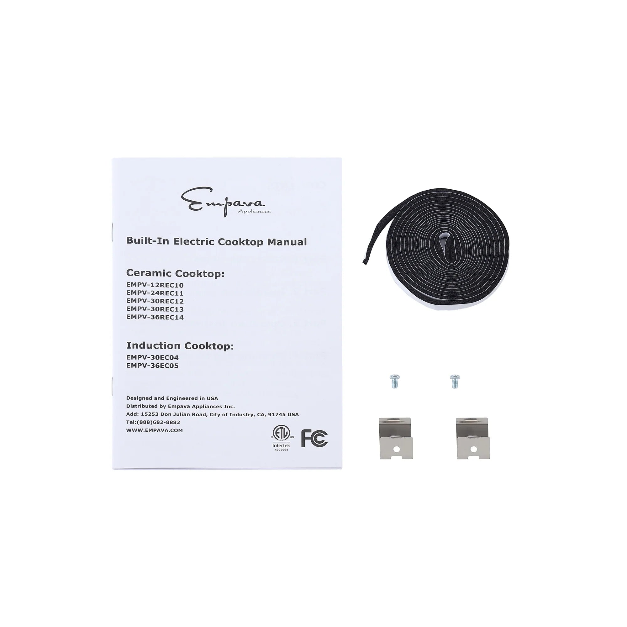 Built-in electric cooktop manual, radiant coil element, and mounting brackets