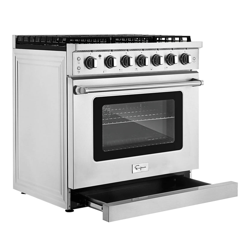 Empava 36-Inch Pro-Style Slide-In Single Oven Gas Range in Stainless Steel (EMPV-36GR11)