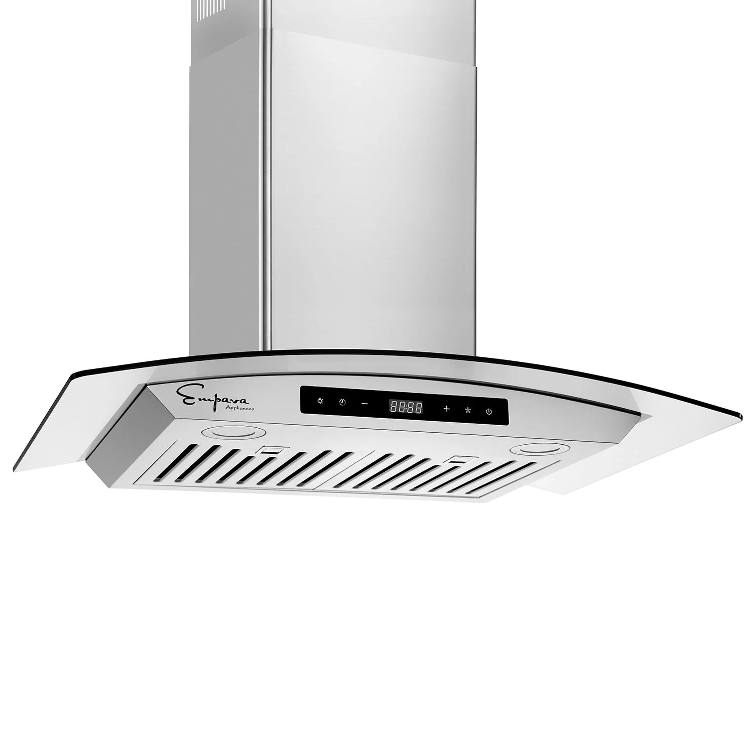 Empava wall mount ducted range hood, stainless steel curved canopy with front LED control panel
