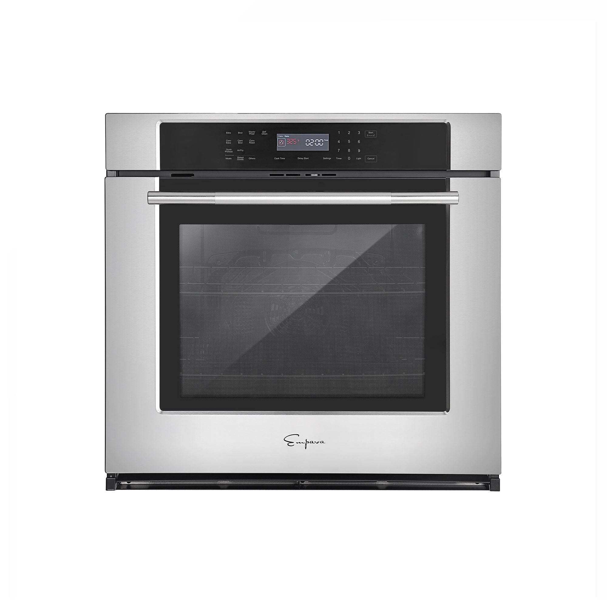 Stainless steel 30-inch electric single wall oven with black glass door