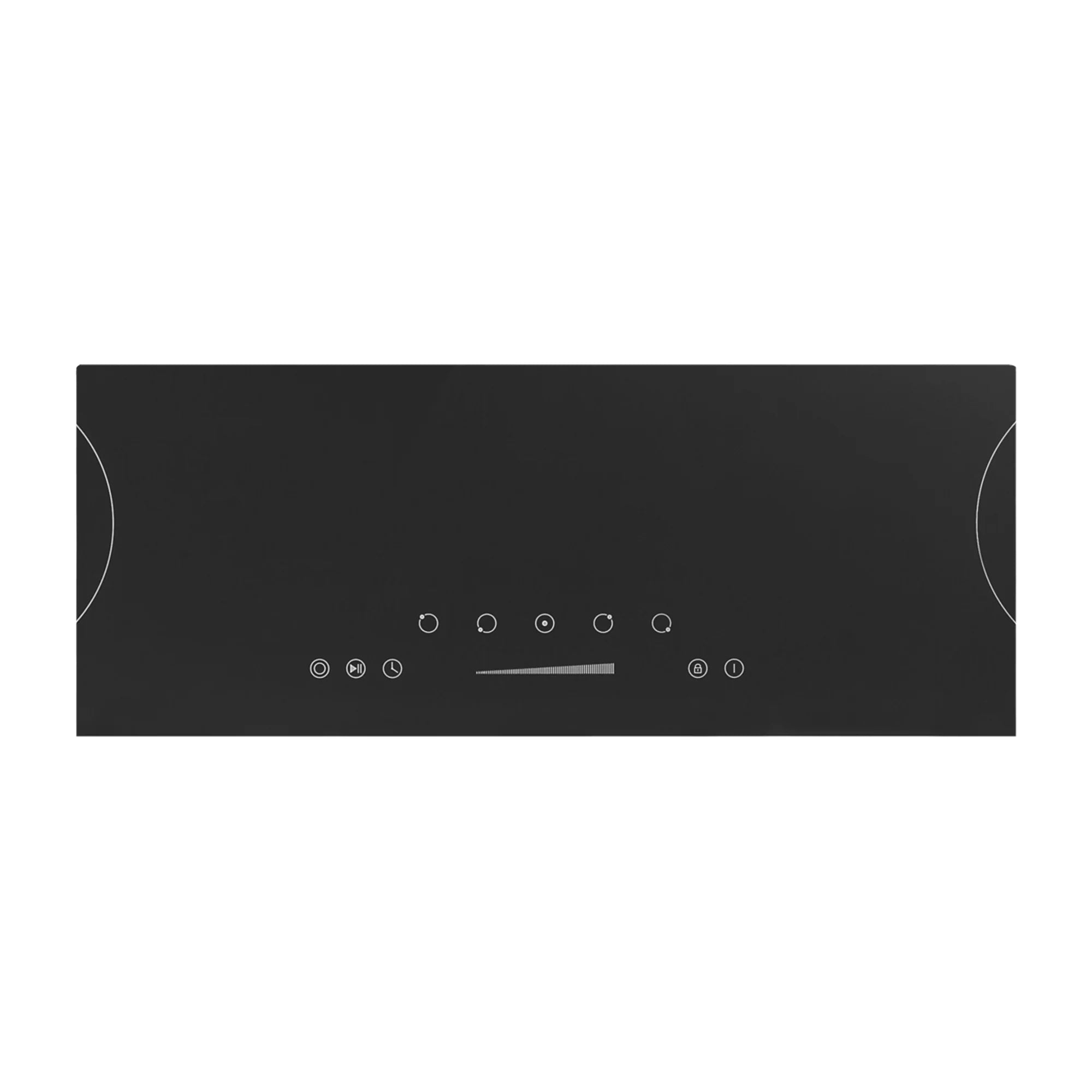 Black radiant electric cooktop control panel with touch buttons