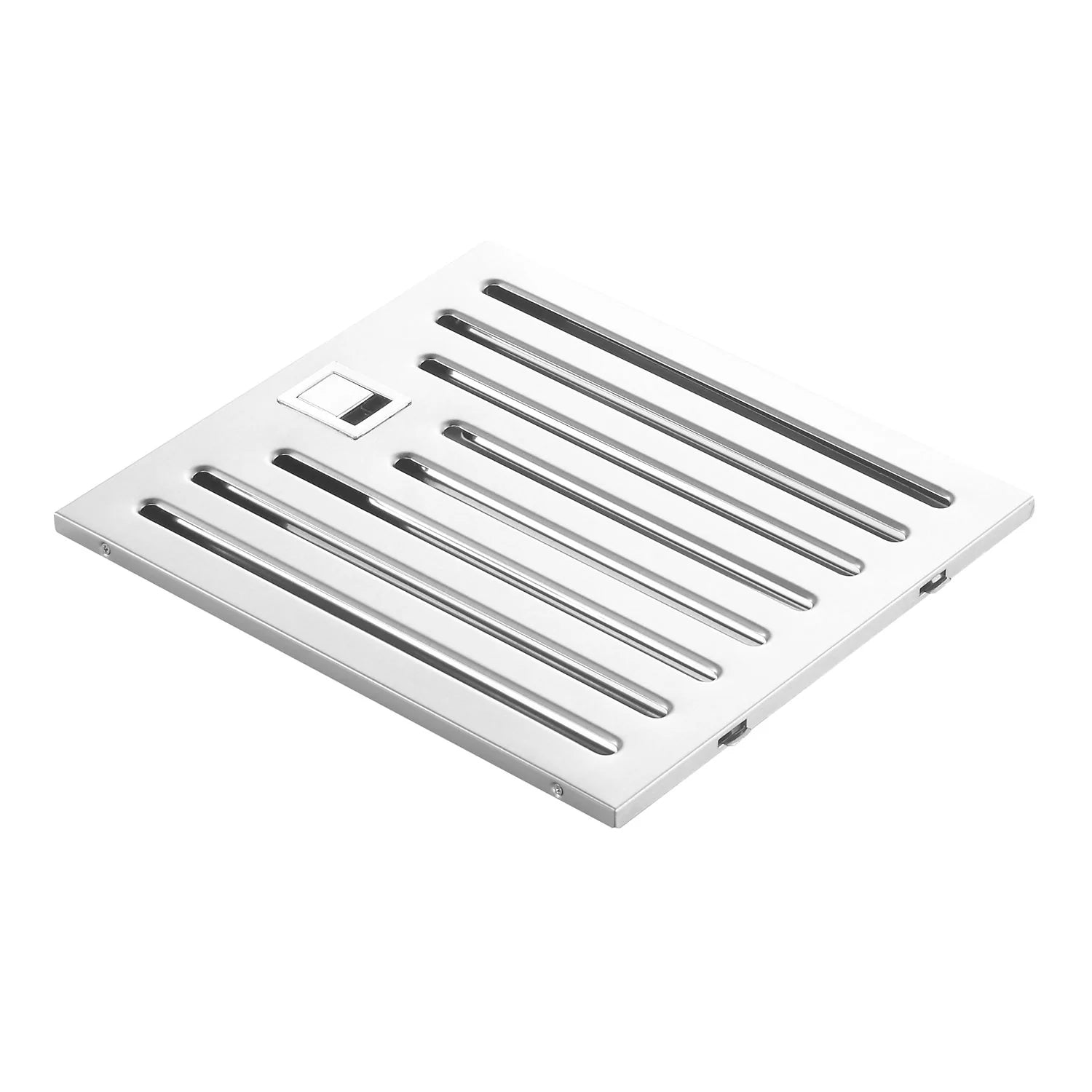 Stainless steel ducted range hood vent top with horizontal grille slots