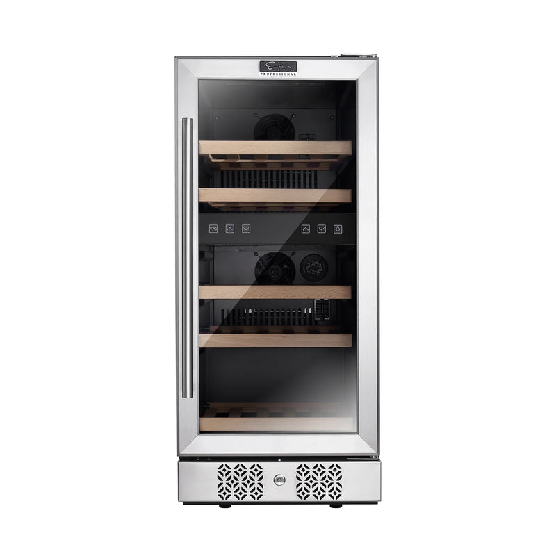 Empava 15-Inch 29 Bottles Dual Zone Freestanding Built-In Wine Cooler in Stainless Steel with Glass Door  (EMPV-WC02D)