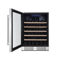 Empava 24-Inch 52 Bottles Single Zone Freestanding Built-In Wine Cooler in Stainless Steel with Glass Door (EMPV-WC03S)