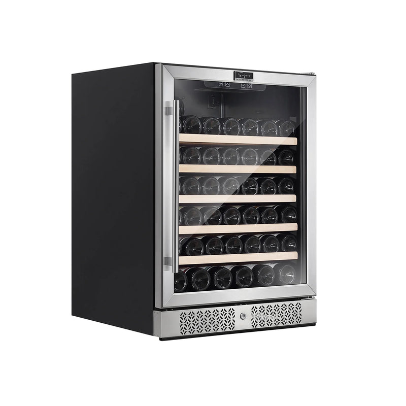 Empava 24-Inch 52 Bottles Single Zone Freestanding Built-In Wine Cooler in Stainless Steel with Glass Door (EMPV-WC03S)