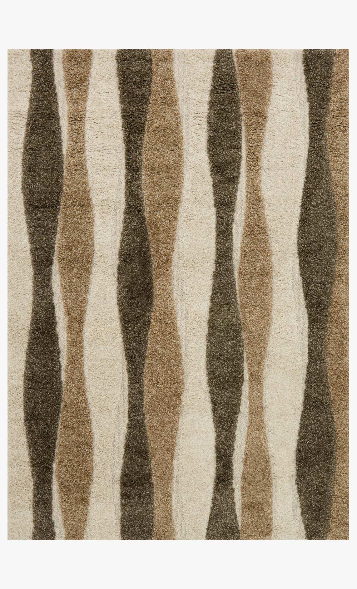 Transitional power-loomed rug with vertical neutral stripe pattern