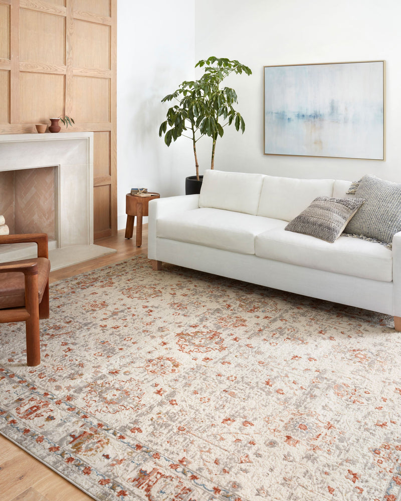 Loloi II Estelle Collection - Transitional Power Loomed Rug in Ivory & Rust (EST-01)
