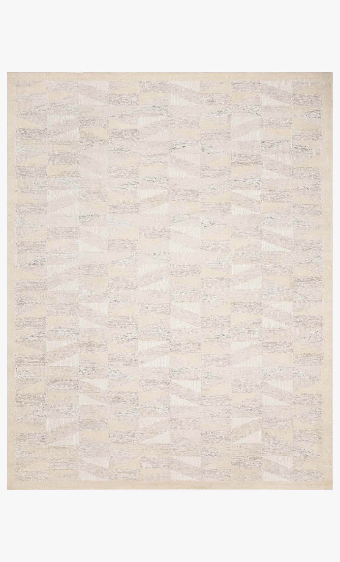Natural contemporary hand-woven rug with subtle abstract block pattern, rectangular