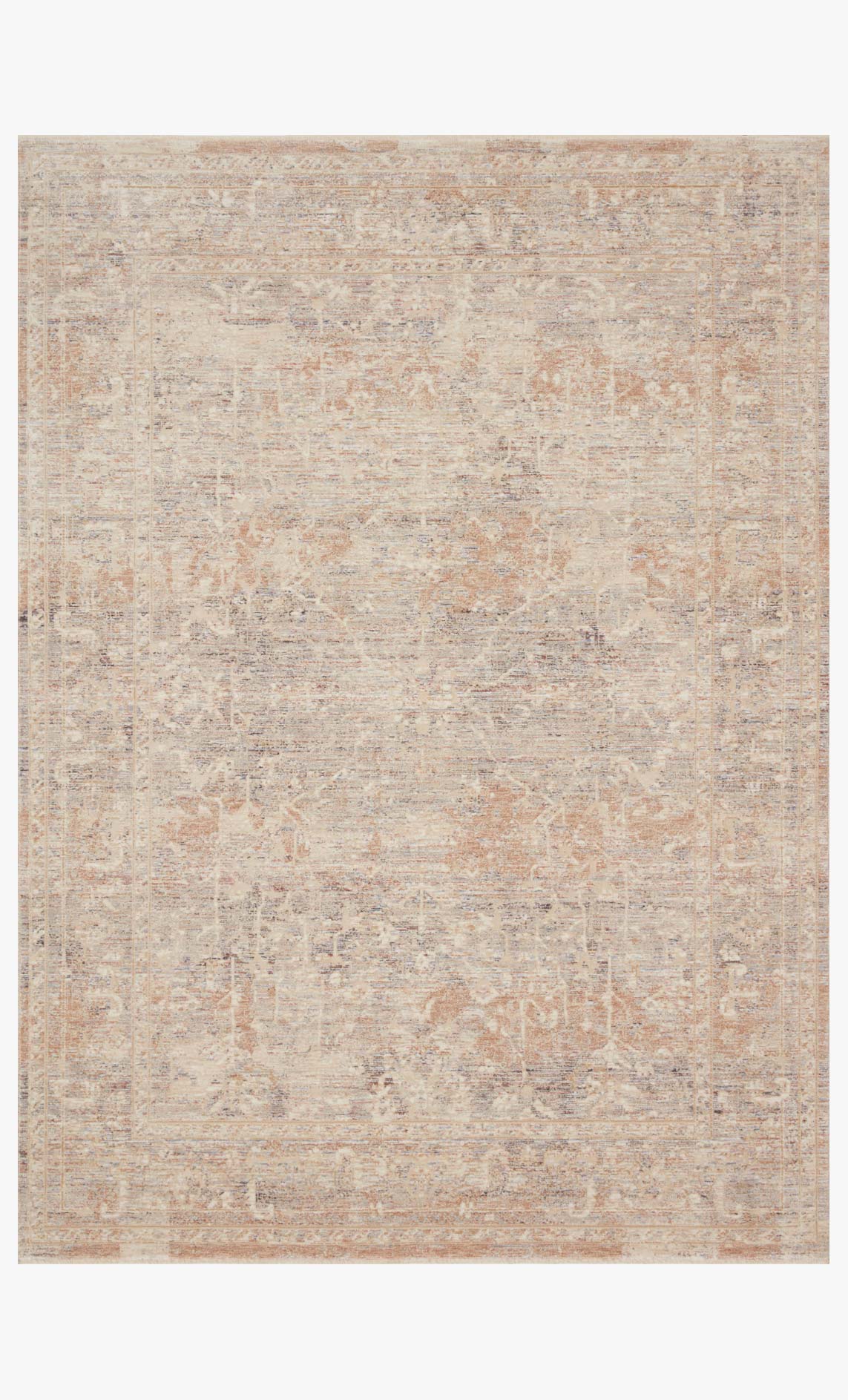 Loloi Faye transitional power-loomed rug in beige with faint blue distressed motif