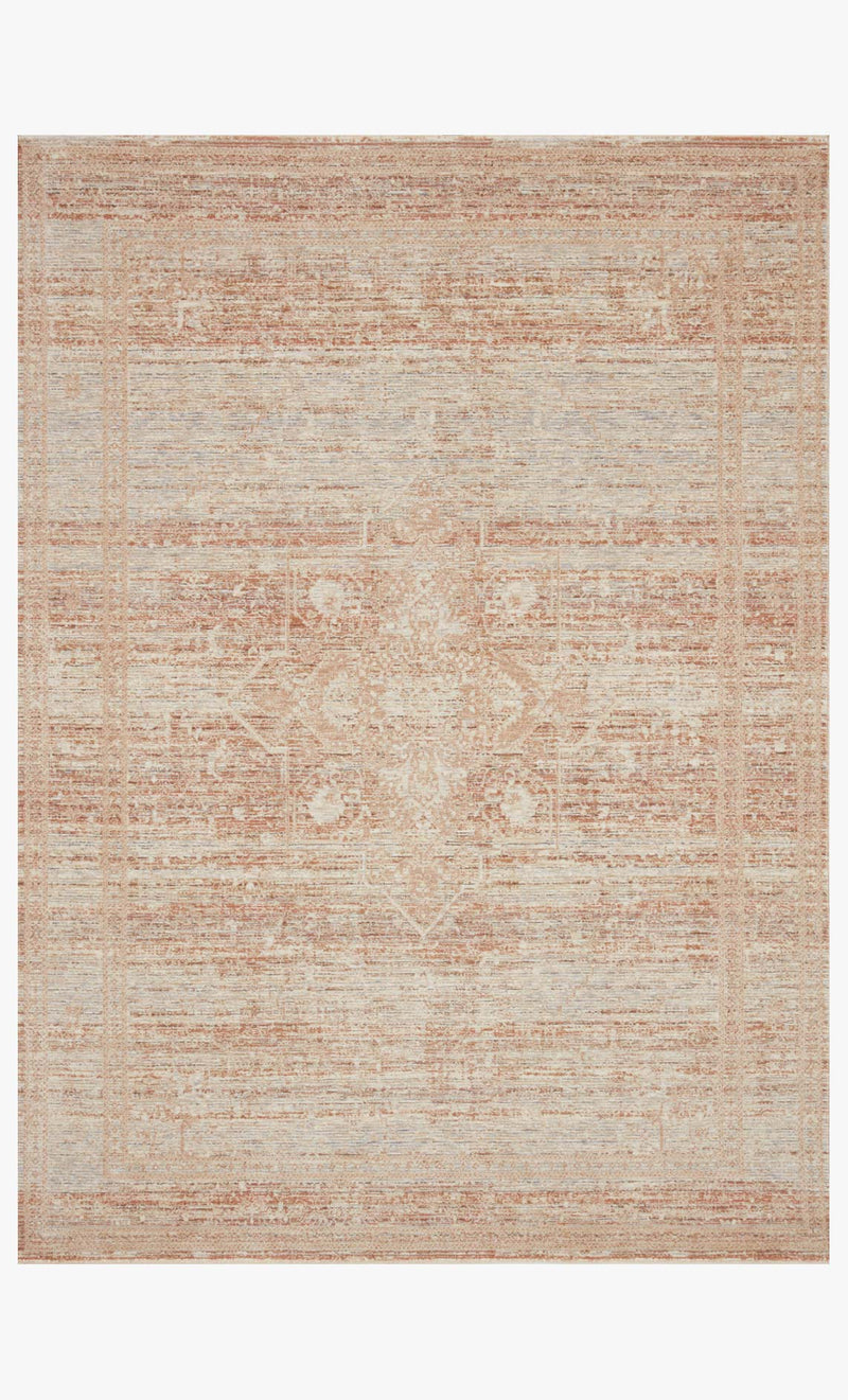 Loloi Faye Collection - Transitional Power Loomed Rug in Terracotta & Sky (FAY-08)