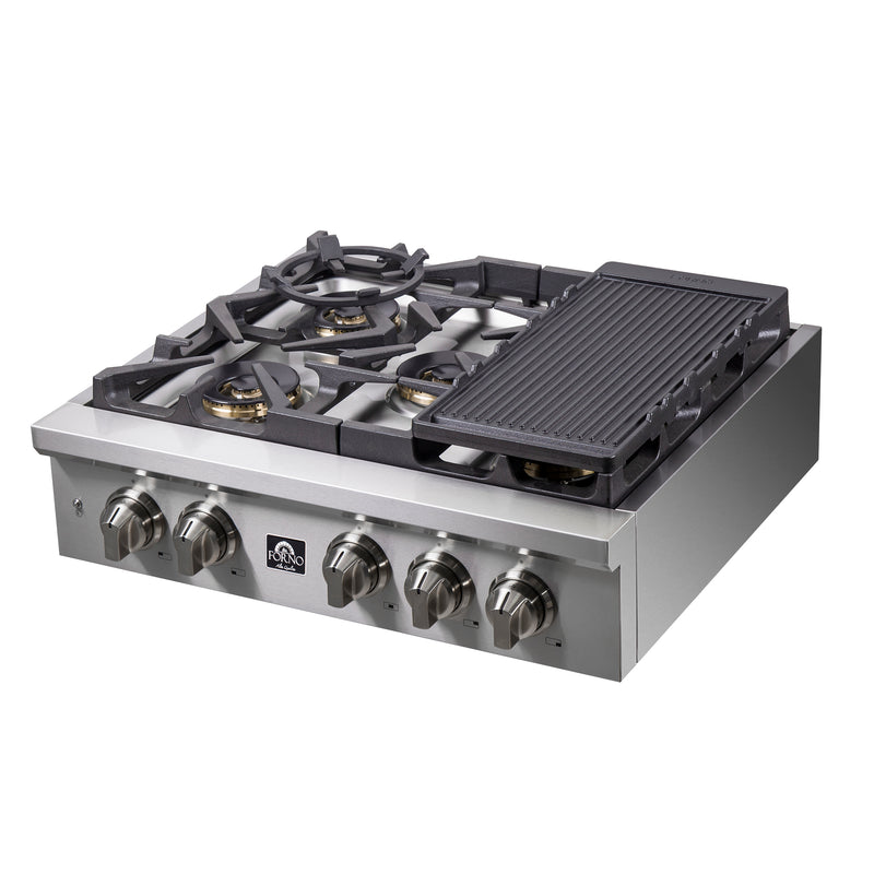 30 5-Burner Gas Cooktop with Griddle